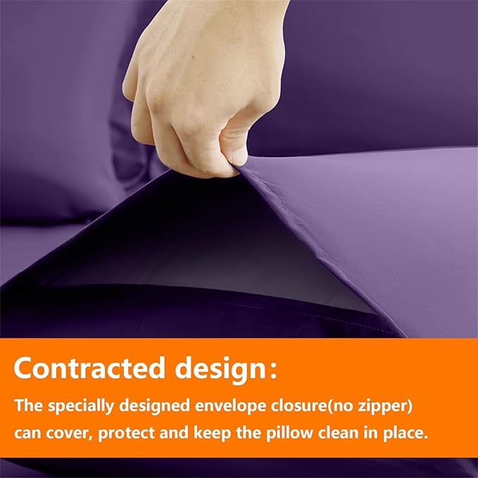 TAIMIT Purple Full Size Comforter Set - 7 Pieces, Bed in a Bag Bedding Sets with All Season Soft Quilted Warm Fluffy Reversible Comforter,Flat Sheet,Fitted Sheet,2 Pillow Shams,2 Pillowcases