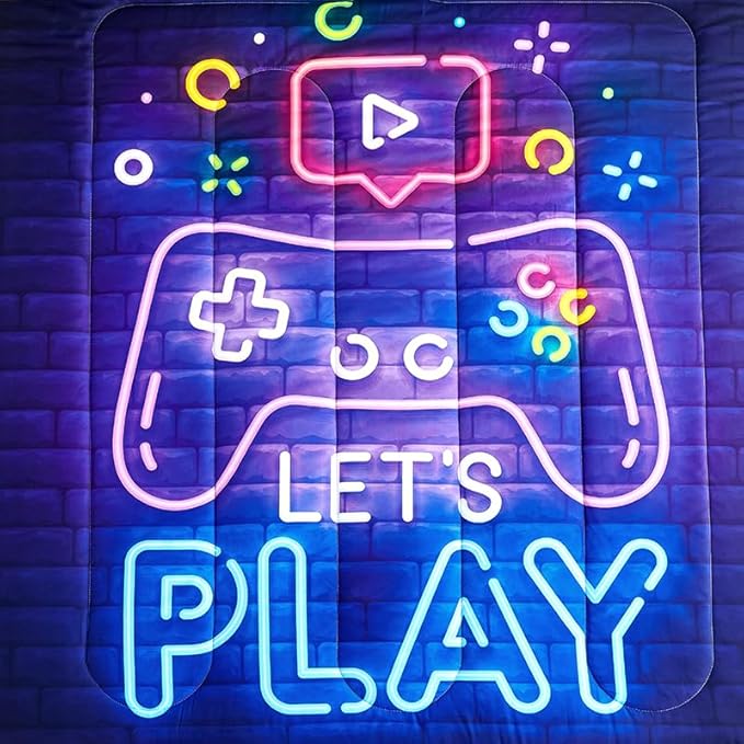 Teen Boy Comforter Set - Queen Size, Kids Bedding Set Including 1 Gaming Comforter & 2 Pillowcases
