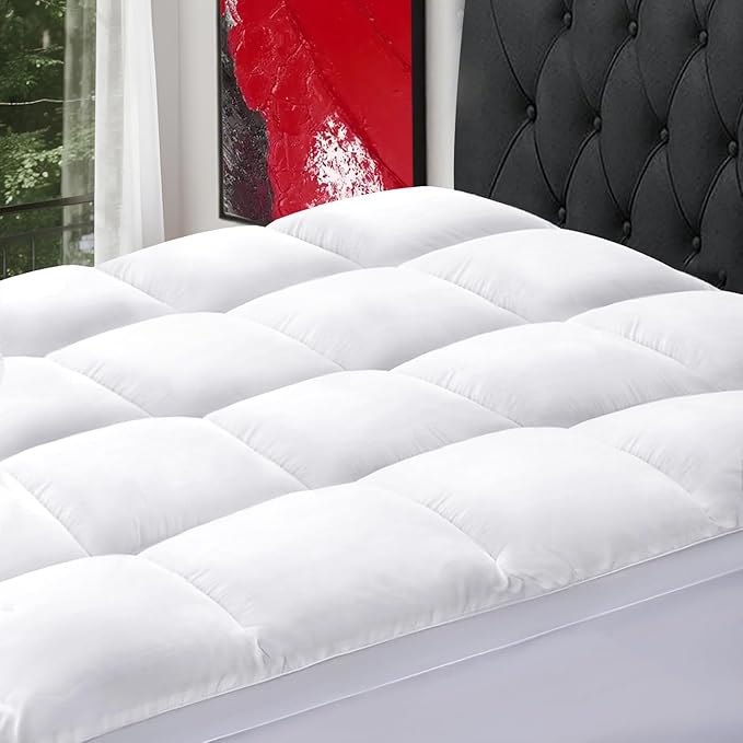 SOPAT Queen Size Mattress Topper – Extra Thick Pillow Top, Soft Down Alternative Fill, Deep Pocket Mattress Pad for Queen Bed (60x80 in, White)