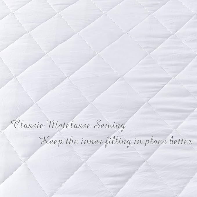 Lady Ann Queen Size Bedspread Set 3 Pcs White Washed Quilt Set, Shabby and Chic Blanket Ruffle Skirt Quilted Coverlet Farmhouse Rustic Bedding Set Lightweight