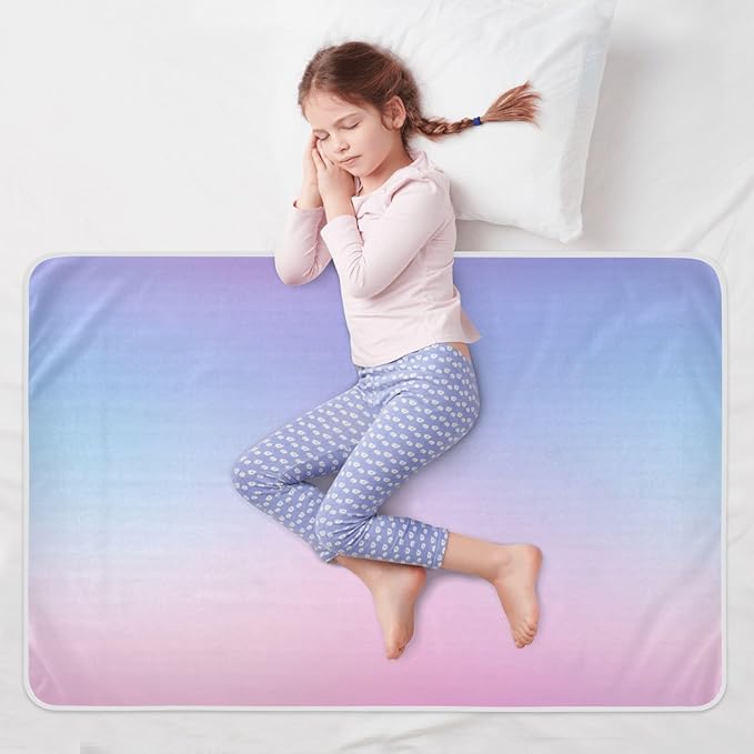Waterproof Bed Pad Reusable Changing Pad Toddler Mattress Protector Large Pee Pad Baby Diaper Pad Soft Washable Liner Pink Purple Gradient