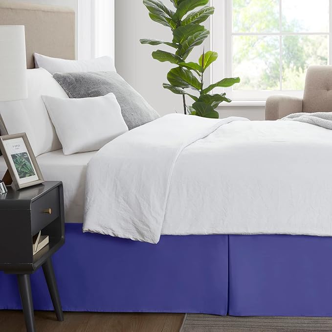 Nestl Royal Blue Bed Skirt King Size - King Bed Skirt 14 Inch Drop - Brushed Microfiber Bed Skirts - Hotel Quality Pleated Bed Skirt - Shrinkage & Fade Resistant