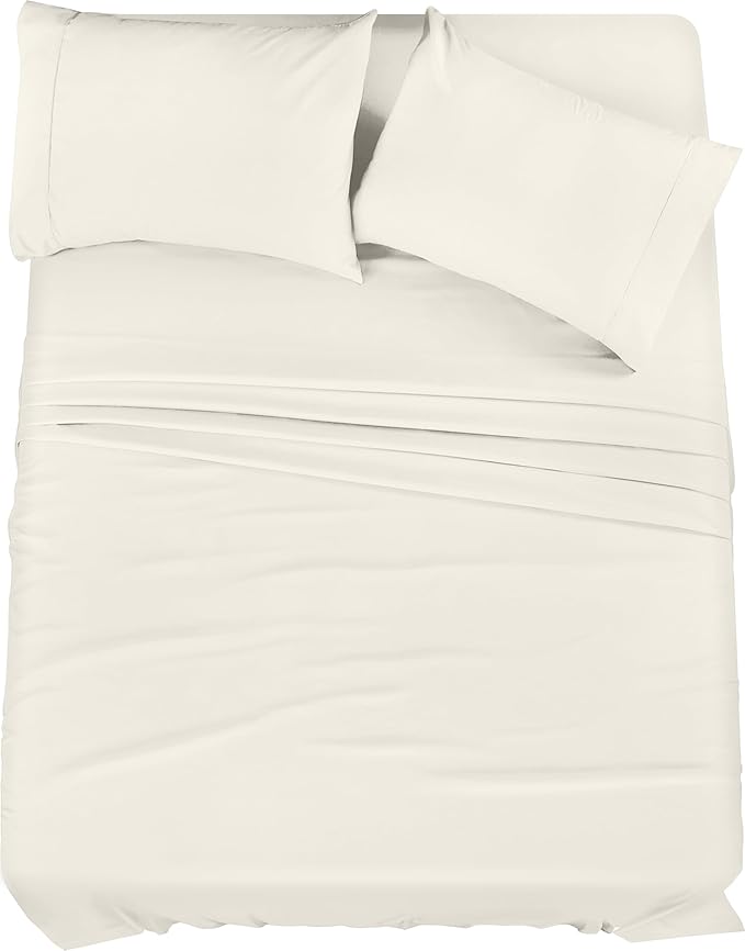 Utopia Bedding Queen Size Sheet Set – 4 Piece Bed Sheets, Soft and Breathable Microfiber, Includes 1 Fitted Sheet, 1 Flat Sheet and 2 Pillowcases – Oeko-Tex - (Ivory)