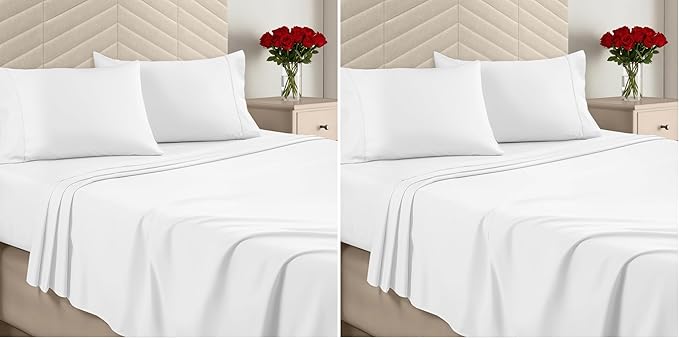 Utopia Bedding Queen Size 4 Piece Sheet Set - Brushed Microfiber - Soft Bed Sheets for Queen Size Bed Set - Includes 1 Fitted, 1 Flat, & 2 Pillow Cases - Deep Pocket (White) (Pack of 2)