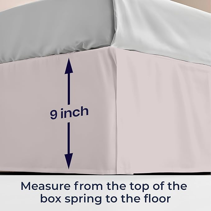 SGI Bedding 9 inch Drop Bed Skirt Twin Size - Platform Style with Secure Fit, Classic Tailored Look, Elegant Pleated Style Dust Ruffle, Split Corners, Wrinkle Resistant Microfiber - Warm Grey