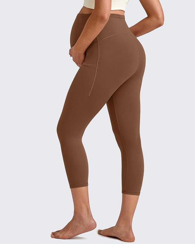 G4Free BareFeel Maternity Leggings with Pockets Over The Belly Stretchy Workout Yoga Pregnancy Pants