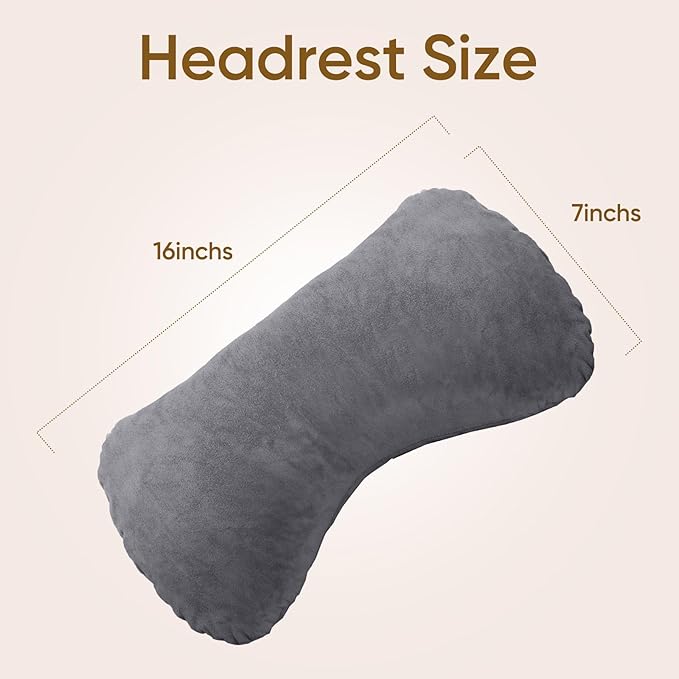 Reading Pillow for Sitting in Bed Adult, Bed Pillow with Shredded Memory Foam, 25''H Pillow with Detachable Neck Roll, Washable Cover, Back Pillow Sitting Up with Extend Arms, Gery