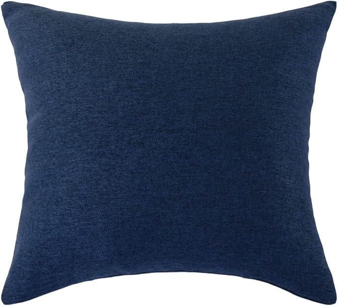 AMBERIS 2 Pillowcases (45×45cm)(Without Insert) Dark Blue, Imitation Linen Decorative 2 Pillowcases (Without Insert) for Home Hotel