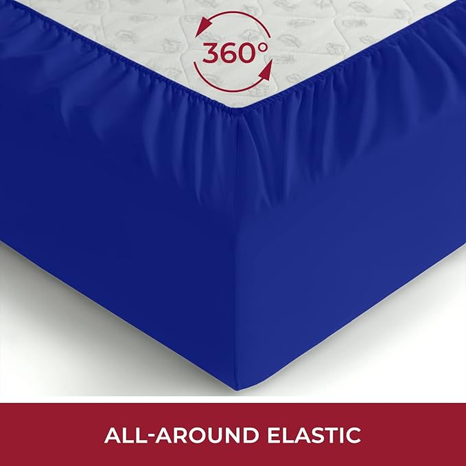 Mellanni Twin Fitted Sheet - Iconic Collection Bedding Sheets with up to 16 inch Deep Pocket - Soft & Cooling - Fade & Stain Resistant - 1 PC (Twin, Royal Blue)