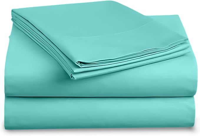 Full XL 100% Microfiber Double Brushed Sheet Set - Extra-Soft, Breathable & Wrinkle-Free - 15" Deep Pockets, 54" x 80" - Ideal for Extra Long Full Beds - 4PC Set (Full XL, Aqua Blue)