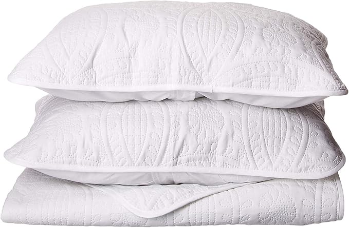 Chezmoi Collection Austin 3-Piece Oversized Bedspread Coverlet Set (Queen, White) (Pack of 6)