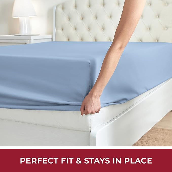 Mellanni King Fitted Sheet - Iconic Collection Bedding Sheets with up to 16 inch Deep Pocket - Soft & Cooling - Fade & Stain Resistant - 1 PC (King, Blue Hydrangea)