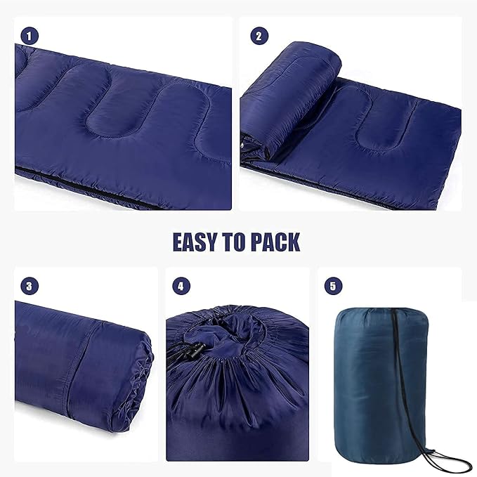 Bulk 10 Pack Envelope Sleeping Bags, 4 Seasons Warm or Cold Lightweight Indoor Outdoor Sleeping Bags for Adults, Backpacking, Camping