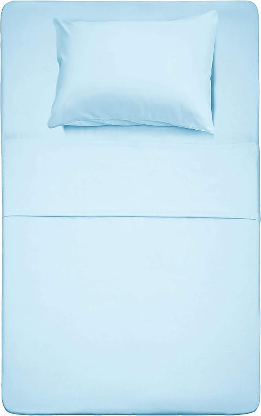 Best Season Bed Sheet Set - 1 Flat Sheet,1 Fitted Sheet and 1 Pillow Cases, Extra Soft Luxury Bedding Set,Deep Pockets,Wrinkle,Fade Resistant - Hypoallergenic- 3 Piece (Twin,Baby Blue)