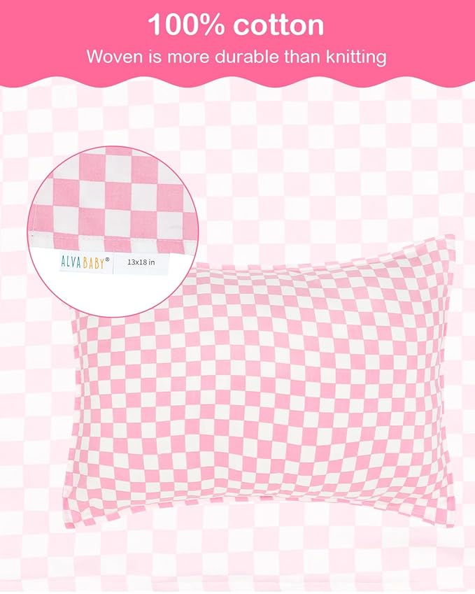 ALVABABY Toddler Pillowcases 2 Pack Organic Cotton Kids Pillow Cover Fit 13"x 18" or 12"x28" Envelope for Girl Boy Sleepy Travel 2TPW33A