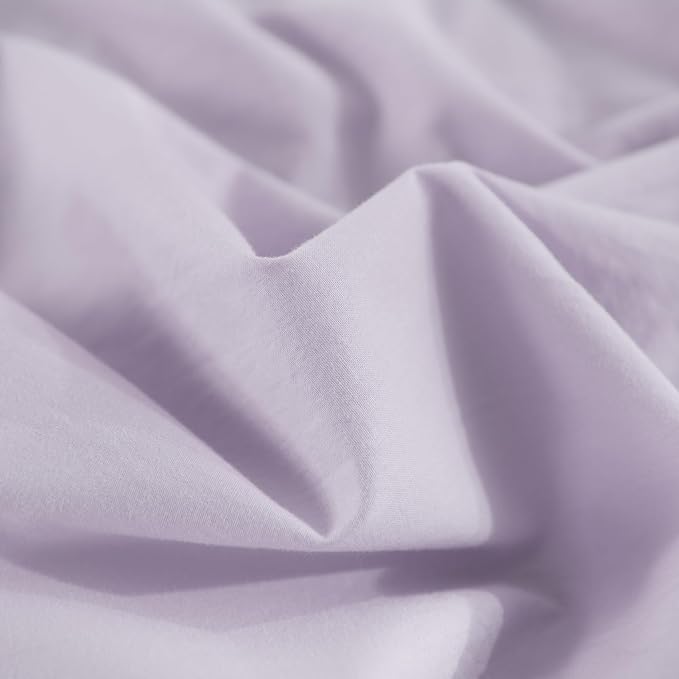 NEXHOME PRO King Duvet Cover Set, 100% Washed Cotton with Linen-Like Texture, Natural Organic, Breathable & Comfortable, Includes Home Bedding Set Lilac (No Comforter) 10490