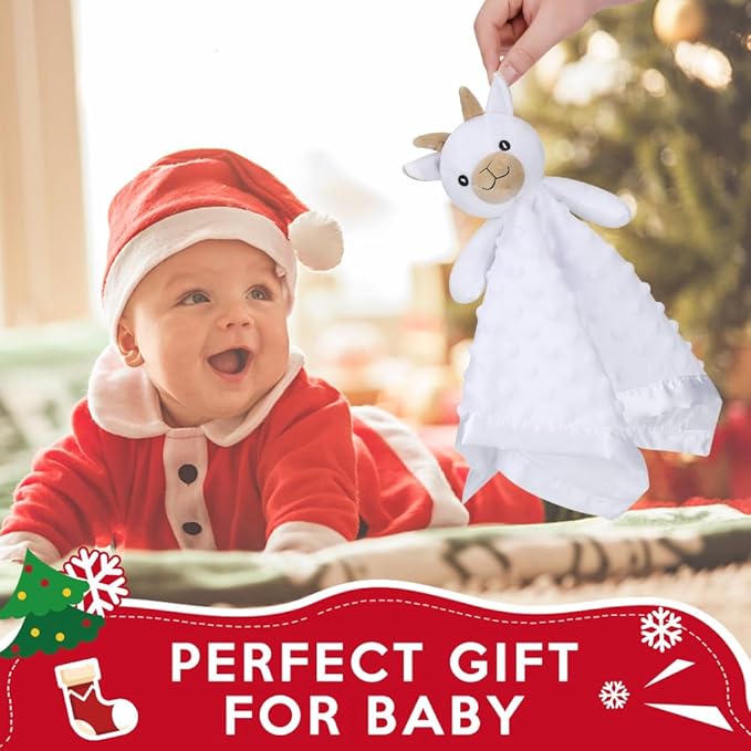 Pro Goleem Goat Loveys for Babies, Soft Security Blanket Baby Snuggle Toy Newborn Stuffed Animals Baby Gifts for Boys and Girls, 16 Inch