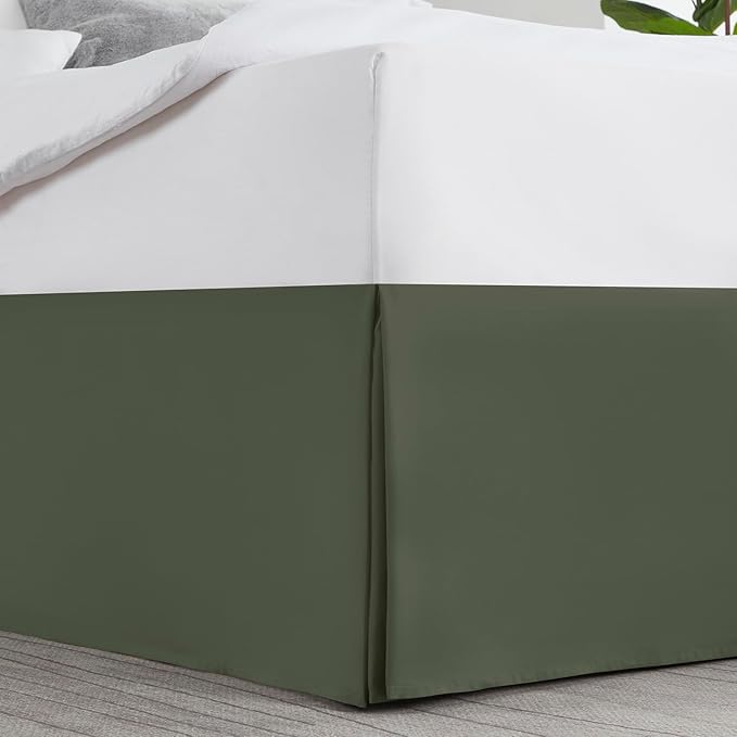 Nestl Olive Green Bed Skirt King Size - King Bed Skirt 14 Inch Drop - Brushed Microfiber Bed Skirts - Hotel Quality Pleated Bed Skirt - Shrinkage & Fade Resistant