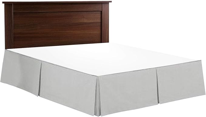 800 Thread Count 100% Pure Cotton Luxury Box Pleated Bed Skirt Queen Size with 16 Inch Drop Length Light Grey