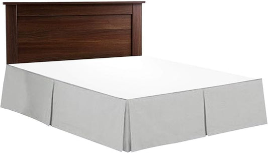 800 Thread Count 100% Pure Cotton Luxury Box Pleated Bed Skirt Queen Size with 16 Inch Drop Length Light Grey