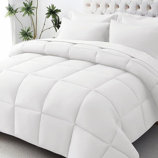 JOLLYVOGUE Twin Comforter Set, Ultra-Soft Bed in a Bag Twin Size 5 Pieces, Oeko-TEX Certified Bedding Set with Down Alternative Comforter, Sheets, Pillowcases & Shams, White