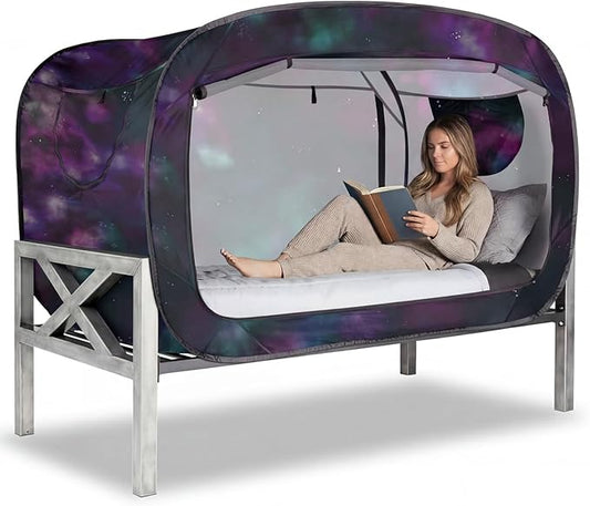 Bed Tent Full Bed Canopy Portable Dream Tent for Adult Indoor Sleeping Tents with 2 Doors Breathable Private Space Tents, Galaxy