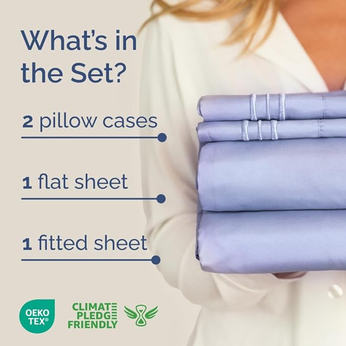 Full XL Size 4 Piece Sheet Set - Comfy Breathable & Cooling Bed Sheets Set - Hotel Luxury Bedding for Women, Men, Kids, Teens, Boys & Girls - Deep Pockets, Soft & Wrinkle Free - Oeko-Tex - Lavender