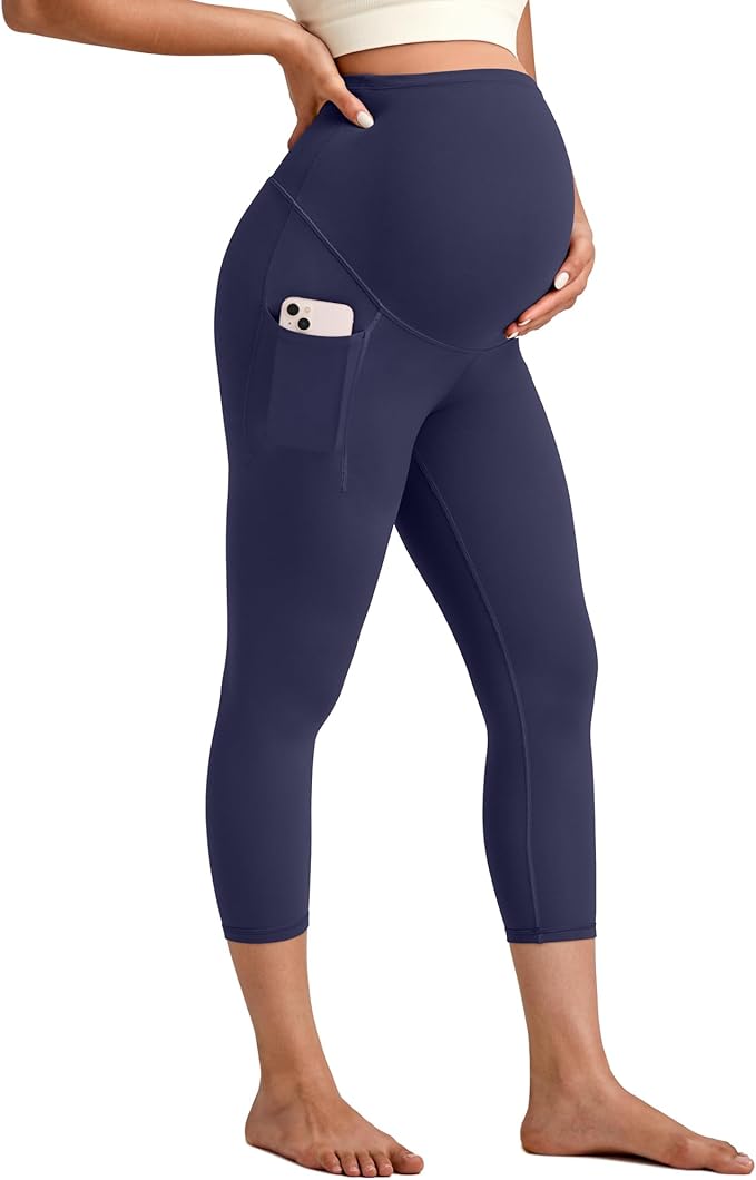 G4Free BareFeel Maternity Leggings with Pockets Over The Belly Stretchy Workout Yoga Pregnancy Pants