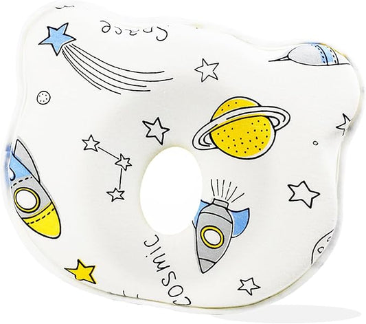 Memory Foam Travel Pillow,Breathable Flat Soft Bed Pillow with Soft Cover,Head Support Small Pillow Cute Shape for Car Seat Space