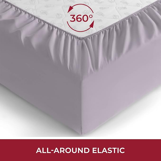 Mellanni Twin XL Fitted Sheet - Iconic Collection Bedding Sheets with up to 16 inch Deep Pocket - Soft & Cooling - Fade & Stain Resistant - 1 PC (Twin XL, Lavender)