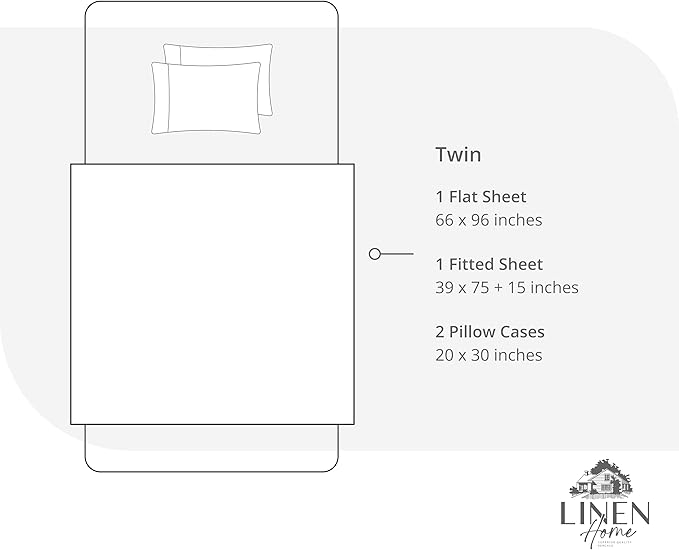 Linen Home 100% Cotton Percale Sheet Set, Twin Size, Dark Blue, Deep Pocket, 4 Pieces Set - 1 Flat, 1 Deep Pocket Fitted Sheet and 2 Pillowcases, Crisp Cool and Strong Bed Linen