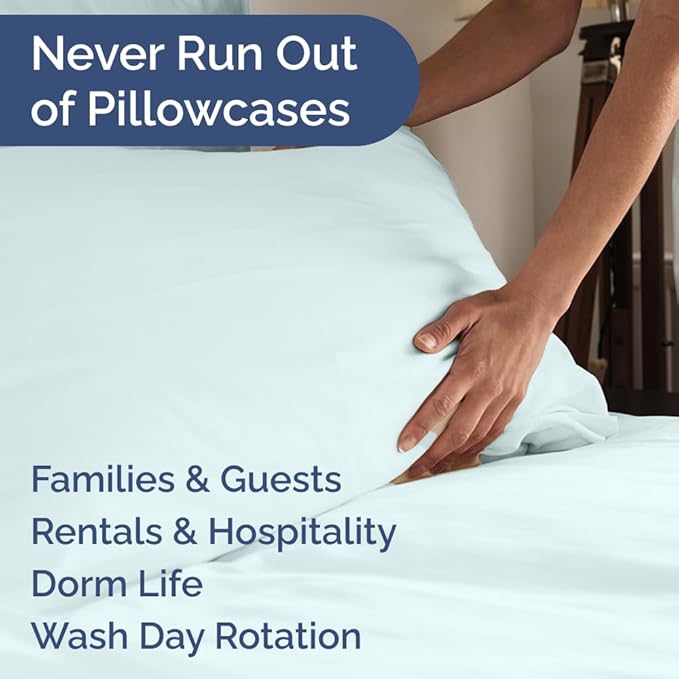 Queen Pillow Cases Set of 6 - Ultra Soft Hotel Quality Pillowcase Covers - Comfy, Cozy & Wrinkle Free - Shrink, Stain and Fade Resistant - Machine Washable Pillow Protectors - 6 Piece Set - Ice Blue
