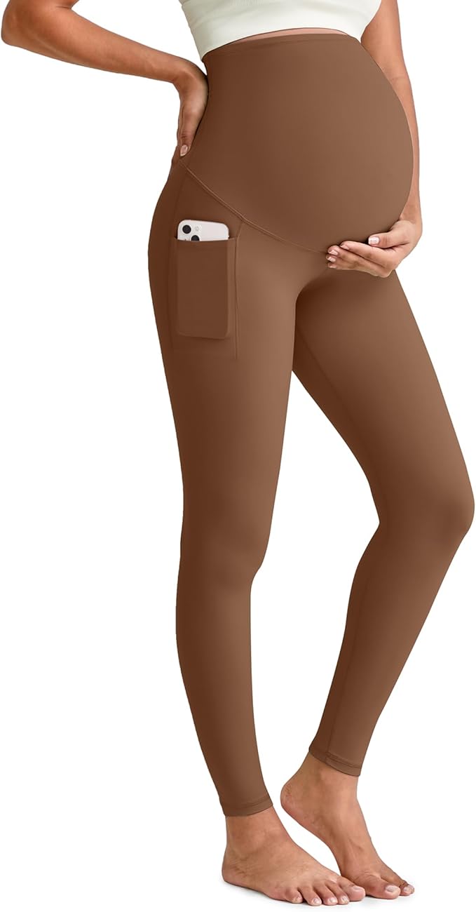 G4Free BareFeel Maternity Leggings with Pockets Over The Belly Stretchy Workout Yoga Pregnancy Pants