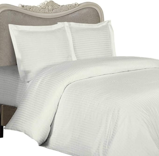 4 Piece Luxurious 1000 Thread Count King Size Siberian Goose Down Comforter Set 100% Egyptian Cotton, Ivory Stripe Color, 1000 TC - 750FP - 50Oz.