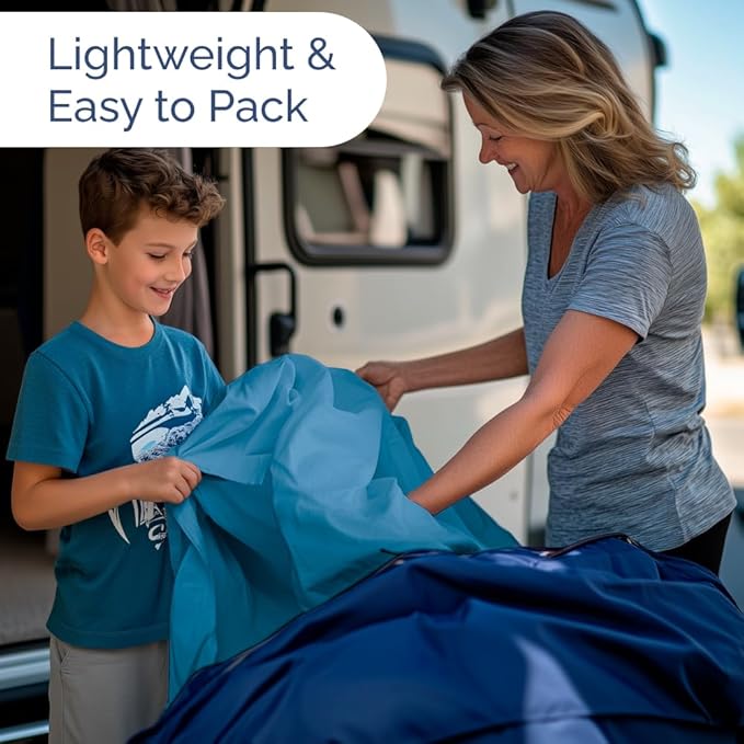 Short Queen RV Size 4 Piece Sheet Set - Comfy Breathable & Cooling Bed Sheets Set - Hotel Luxury Bedding for Women, Men, Kids, Teens, Boys & Girls - Deep Pockets & Ultra-Soft - Oeko-Tex - Denim Blue