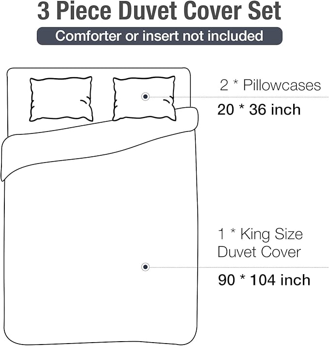 Lekesky King Size Duvet Cover Set, Reversible King Comforter Cover with Tropical Leaves Pattern, Soft 100% Washed Microfiber 3 Pieces Khaki Bedding Set with Zipper and 2 Pillowcases