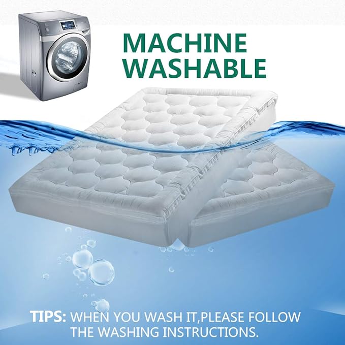 COHOME Mattress Topper King 1300 GSM Extra Thick Cooling Mattress Pad 400TC Cotton Top Plush Down Alternative Fill Pillow Top Mattress Cover with 8-21 Inch Deep Pocket (78x80 Inches, White-Luxury)