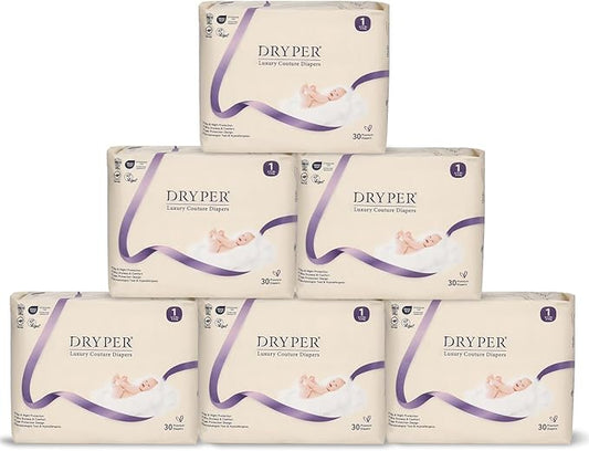 Baby Diapers, DRYPER Disposable Diaper Newborn Size 1 Diapers (6-11 lbs), 3D Leak Guards & Wetness Indicator, Ultra-Soft & Thin, Fast Water Absorption Nappies, 180 Count