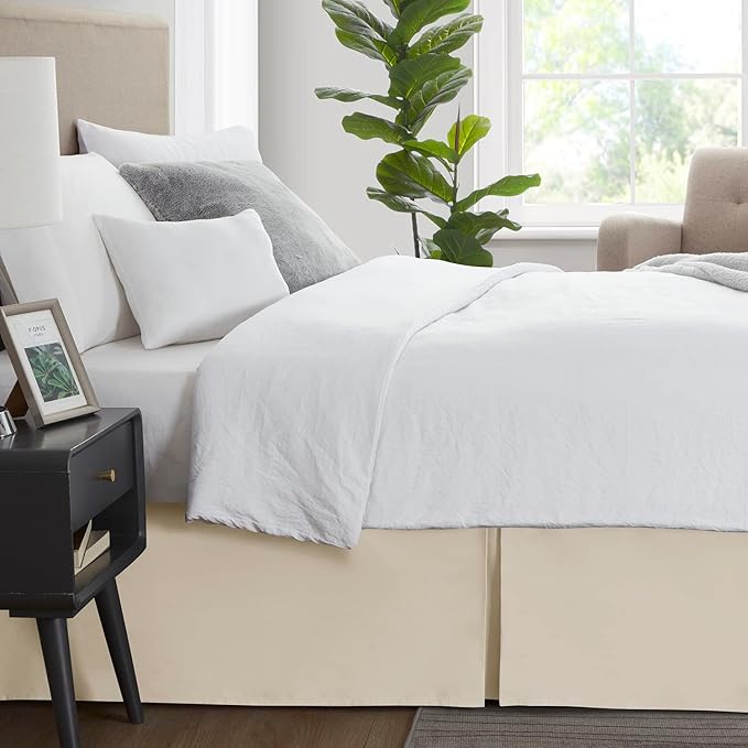 Nestl Cream Bed Skirt King Size - King Bed Skirt 14 Inch Drop - Brushed Microfiber Bed Skirts - Hotel Quality Pleated Bed Skirt - Shrinkage & Fade Resistant