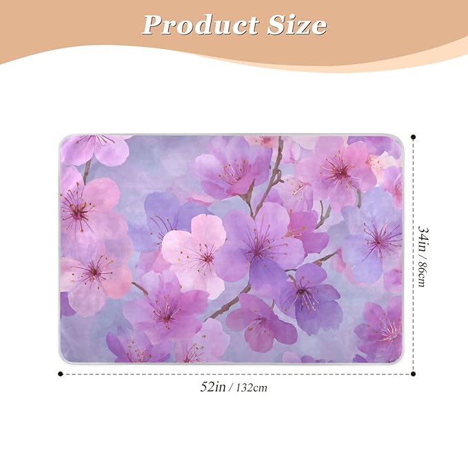 Waterproof Bed Pad Reusable Changing Pad Toddler Mattress Protector Large Pee Pad Baby Diaper Pad Soft Washable Liner Pink Purple Cherry Blossom