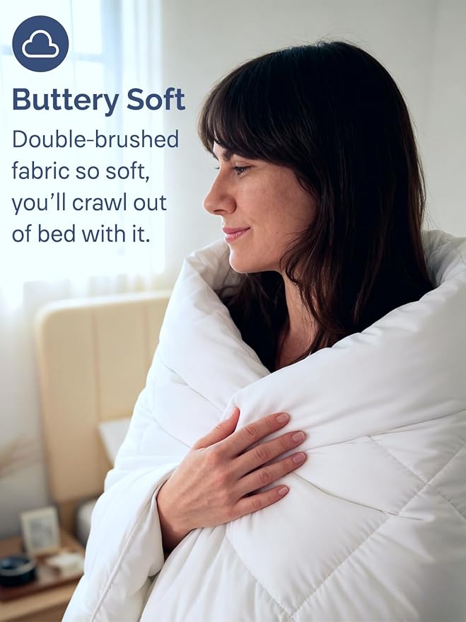 King Size, White Alternative Down Comforter - Warm, Lightweight & Breathable Hotel Quality Bedding Set for Men, Women, Kids and Teens - All Season Oversized Cooling Microfiber Duvet Insert Comforter