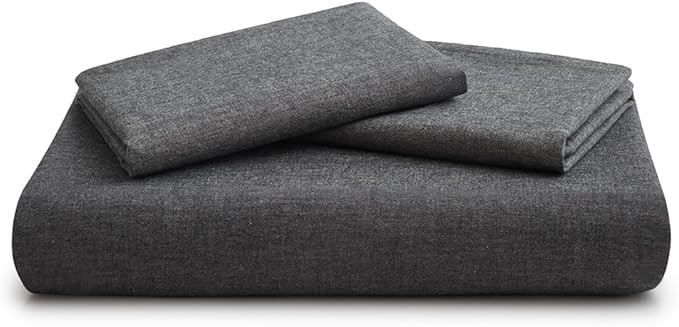 LOVQUE 100% Washed Cotton Duvet Cover Queen Size, Grey Fade-Resistant Natural Bedding Set (No Comforter), 90x90 Inches
