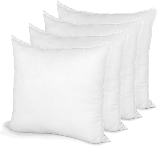 Hometex Throw Pillow Insert 20" x 20" Polyester Filled Standard Cover (4 Pack)