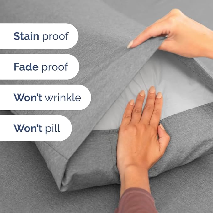 Full XL Size 4 Piece Sheet Set - Comfy Breathable & Cooling Bed Sheets Set - Hotel Luxury Bedding for Women, Men, Kids, Teens, Boys & Girls - Deep Pockets & Wrinkle Free - Oeko-Tex - Heathered Grey