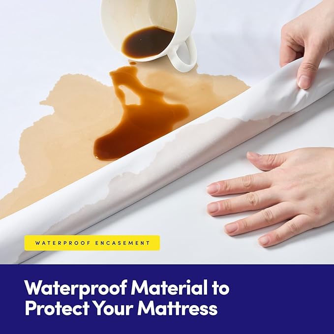 King Size Mattress Protector – Waterproof Zippered Mattress Encasement – Breathable Polyester Membrane – Fits 10″–16″ Deep Mattresses – Full Encasement, Bed Bug & Liquid Barrier, Machine Washable