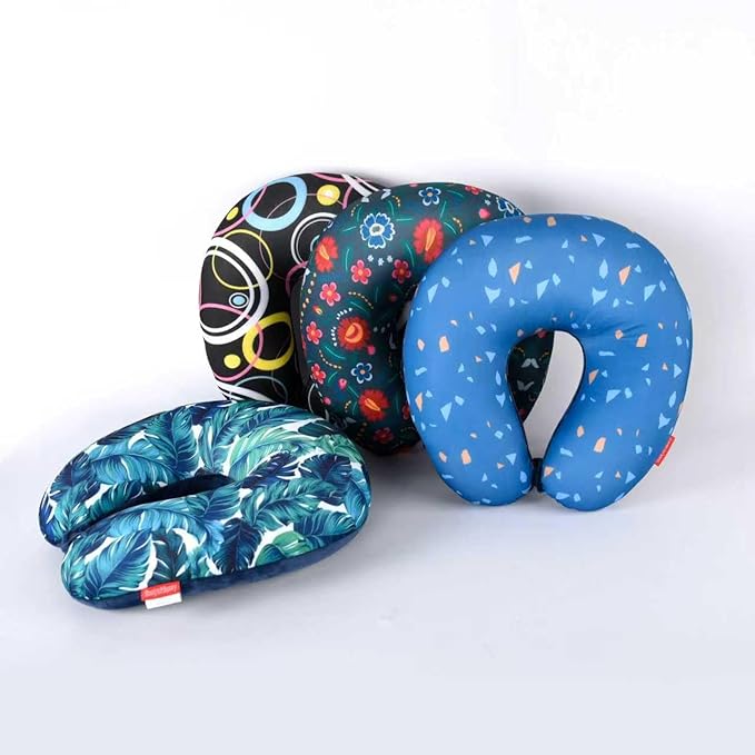Bookishbunny U Shaped Micro Beads Microbead Neck Head Support Travel Pillow, 12"x12"x4" (CircleBlack)