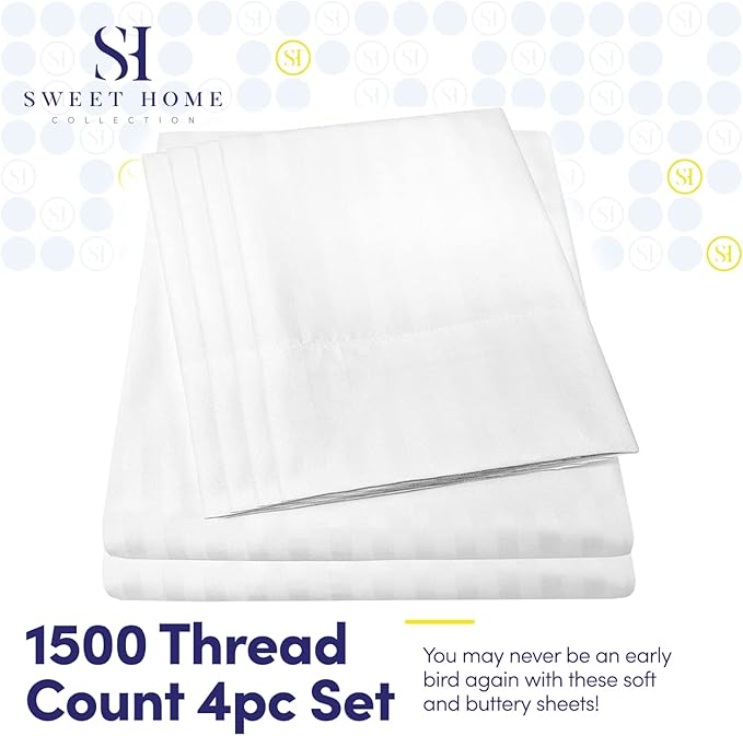 Twin Size Bed Sheets - 4 Piece 1500 Supreme Collection Fine Brushed Microfiber Deep Pocket Twin Sheet Set Bedding - 1 EXTRA PILLOW CASES, GREAT VALUE, Twin, Dobby White