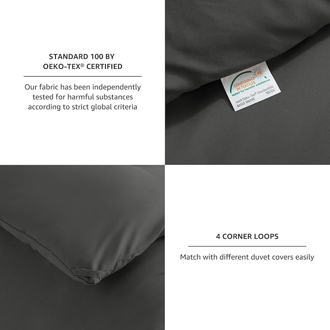 CozyLux Oversized Queen Comforter Set Dark Grey, 3 Pieces 98x98 Solid Breathable Quilted Style Bedding Sets All Season, Luxury Soft Down Alternative Comforter Bed Set (1 Comforter & 2 Pillowcases)