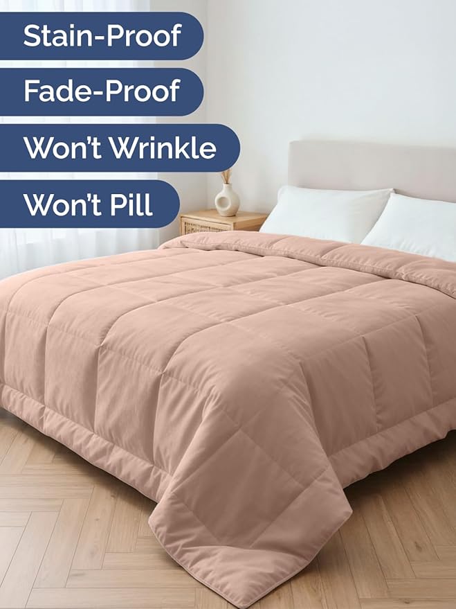 Full Size, Mauve Alternative Down Comforter - Warm, Lightweight & Breathable Hotel Quality Bedding Set for Men, Women, Kids and Teens - All Season Oversized Cooling Microfiber Duvet Insert Comforter