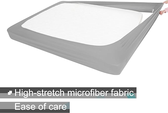 Box Spring Cover Queen/Cal Queen Size - Jersey Knit & Stretchy Wrap Around 4 Sides Bed Skirt for Hotel & Home, Silver